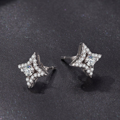 925 Sterling Silver Moissanite 0.1ct Earrings for Women