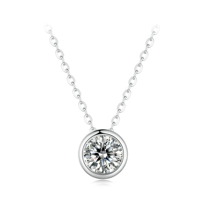 S925 Sterling Silver Moissanite Necklace 400mm with 1ct Moissanite for Women