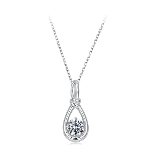 Collier en argent sterling 925 avec moissanite de 1 carat et plaqué or blanc - Longueur 40+5cm pour femme