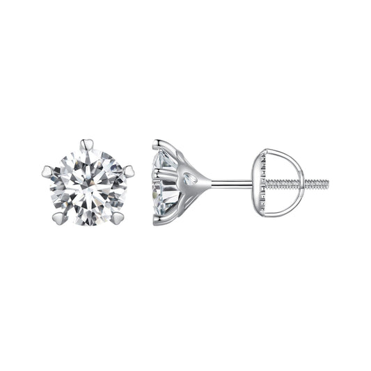 925 Sterling Silver Moissanite 0.50 Carat Earrings 6.0mm for Women
