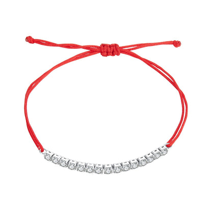 925 Sterling Silver Adjustable White Gold Plated Bracelet with CZ