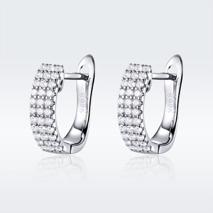 925 Sterling Silver Earrings with Pavé Setting CZ 1.3*0.4cm