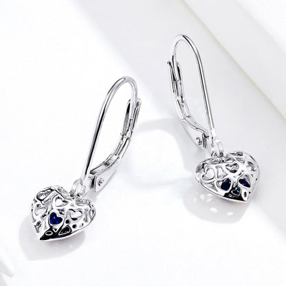 925 Sterling Silver Earrings with CZ and Platinum Plating, 2.3*0.8 cm