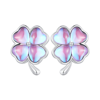 925 Sterling Silver Transparent Glass Earrings for Women