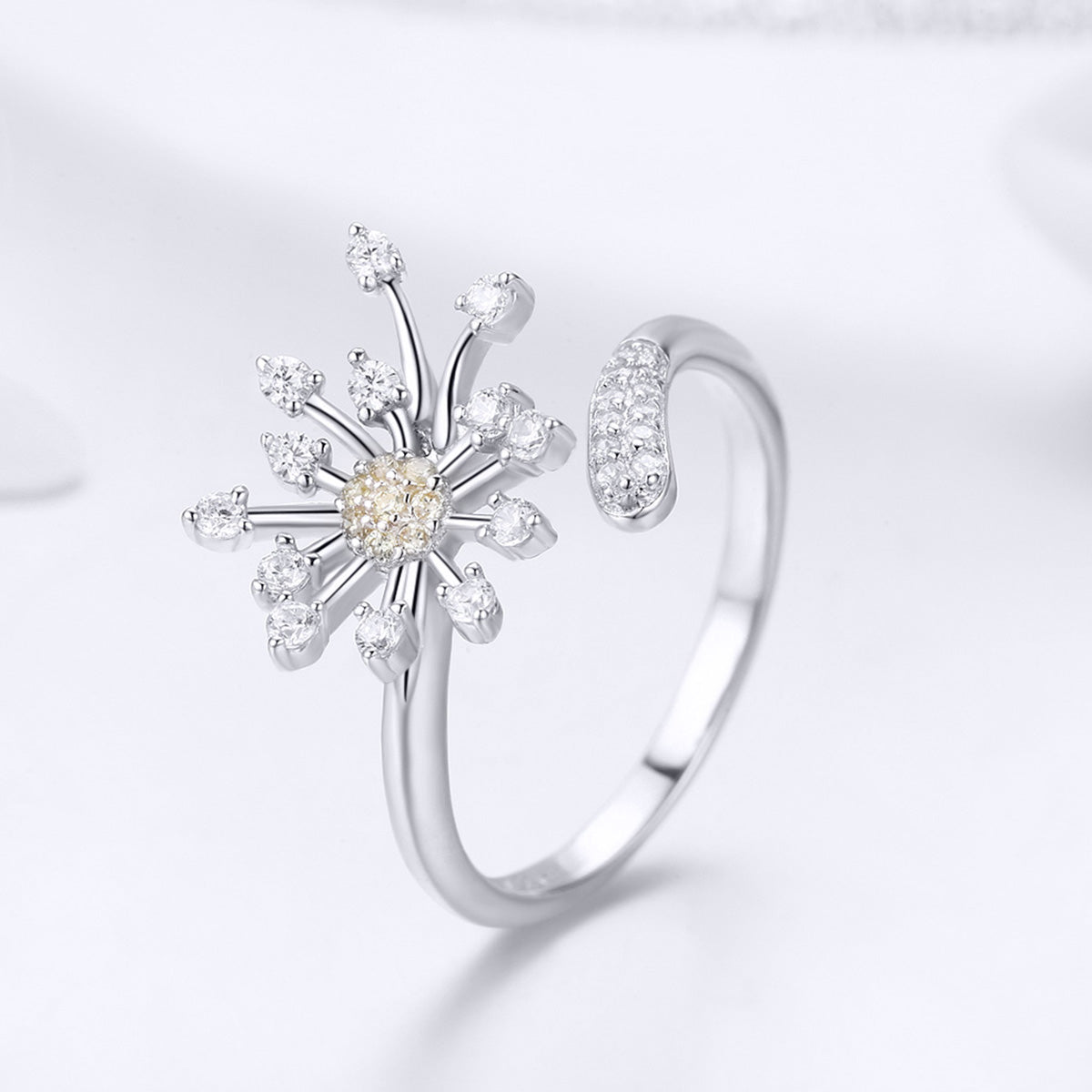 925 Sterling Silver Ring with Plated Platinum and Pavé Setting CZ