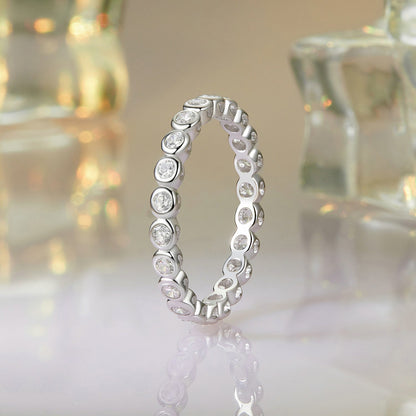 925 Sterling Silver 2mm Moissanite Ring Size 7 for Women