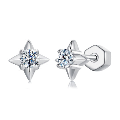 925 Sterling Silver 0.1 Carat Moissanite Earrings for Women