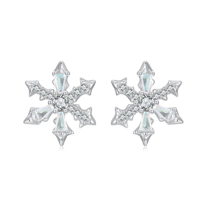 925 Sterling Silver Earrings with Plated White Gold and CZ
