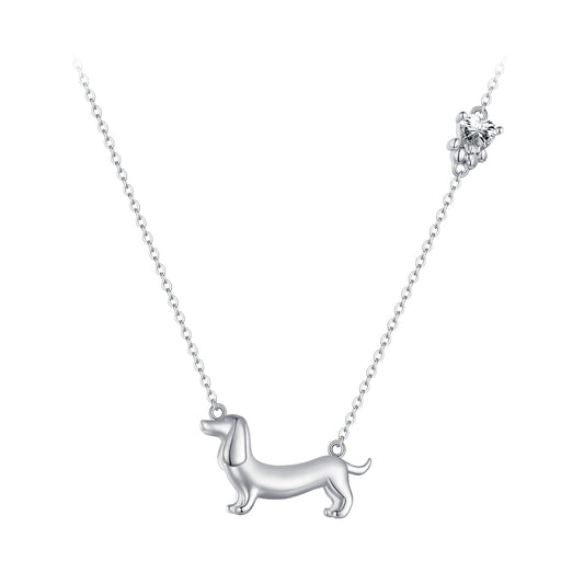 925 Sterling Silver Necklace with CZ Pendant, 450mm Length, Platinum Plated, for Women