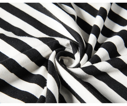 Oversized Striped T-Shirt with Ribbed Collar