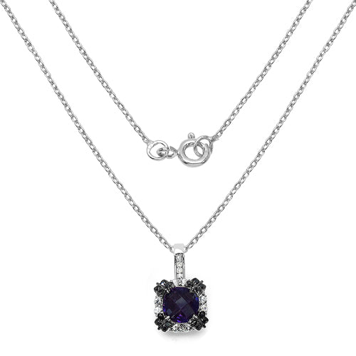 2.38 Carat Genuine Multi Stone .925 Sterling Silver Pendant