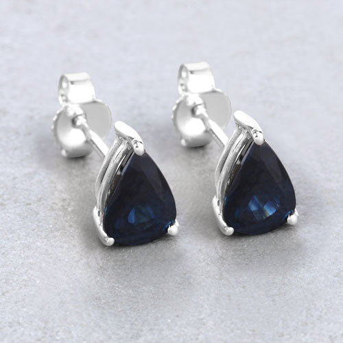 1.60 Carat Genuine Blue Sapphire 10K White Gold Earrings