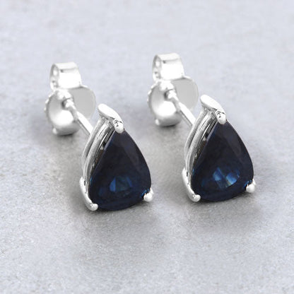 1.60 Carat Genuine Blue Sapphire 10K White Gold Earrings