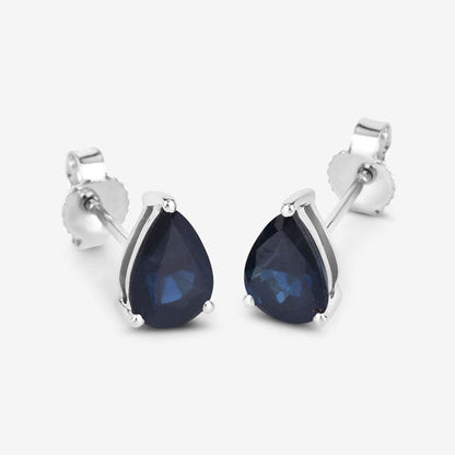 1.60 Carat Genuine Blue Sapphire 10K White Gold Earrings