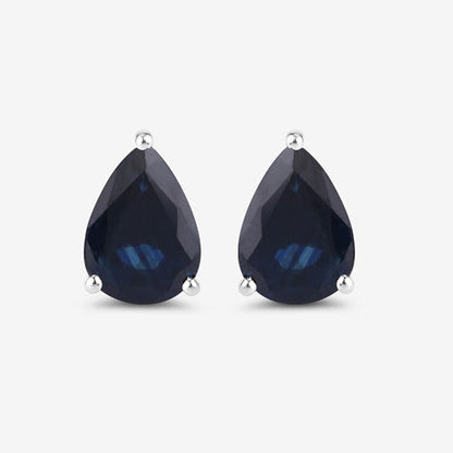 1.60 Carat Genuine Blue Sapphire 10K White Gold Earrings