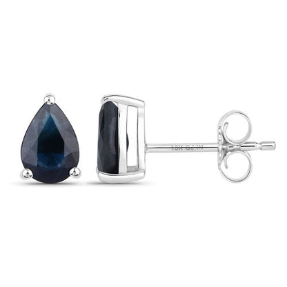 1.60 Carat Genuine Blue Sapphire 10K White Gold Earrings