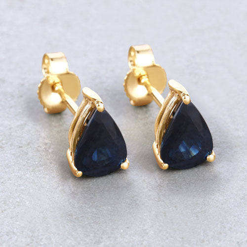 1.60 Carat Genuine Blue Sapphire 10K Yellow Gold Earrings