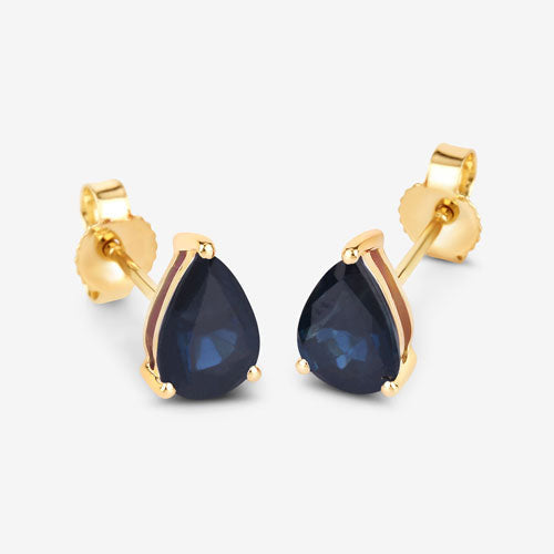 1.60 Carat Genuine Blue Sapphire 10K Yellow Gold Earrings