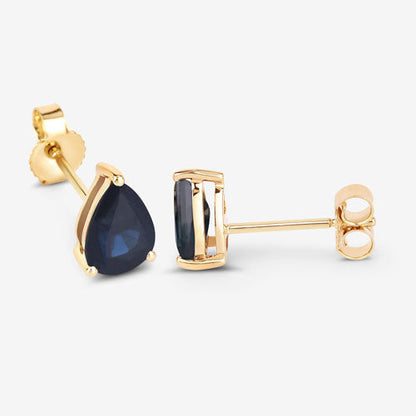 1.60 Carat Genuine Blue Sapphire 10K Yellow Gold Earrings