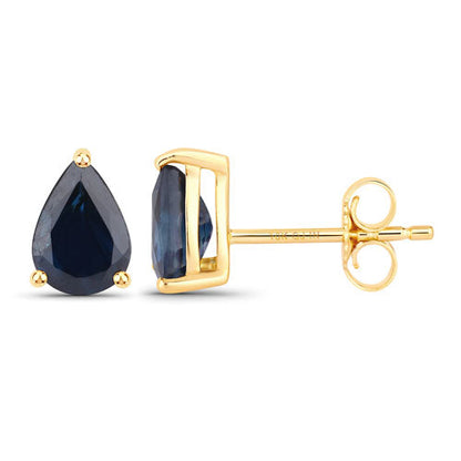 1.60 Carat Genuine Blue Sapphire 10K Yellow Gold Earrings