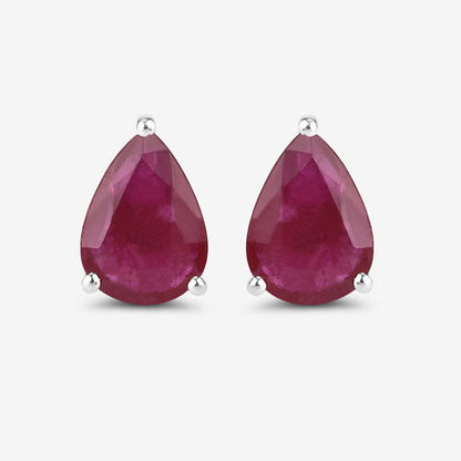 1.60 Carat Genuine Ruby 10K White Gold Earrings