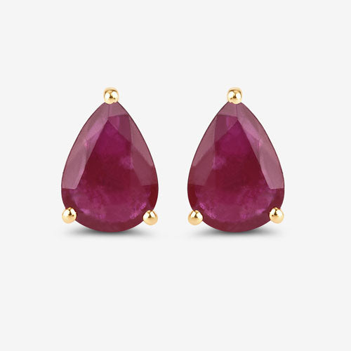 1.60 Carat Genuine Ruby 10K Yellow Gold Earrings