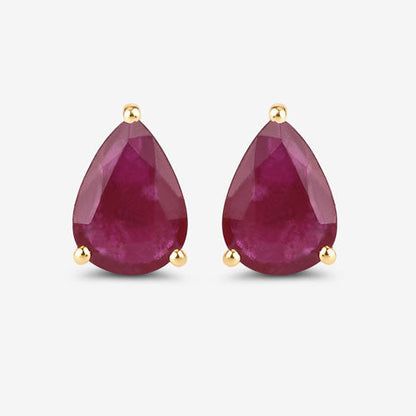1.60 Carat Genuine Ruby 10K Yellow Gold Earrings