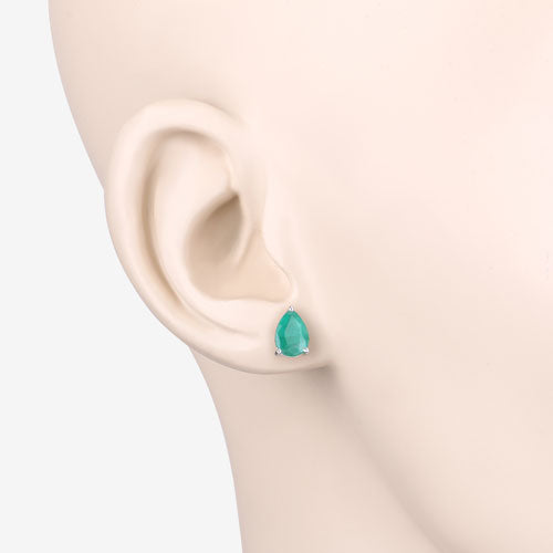 1.30 Carat Genuine Zambian Emerald 10K White Gold Earrings