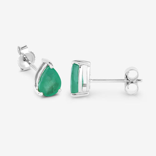 1.30 Carat Genuine Zambian Emerald 10K White Gold Earrings