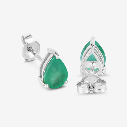 1.30 Carat Genuine Zambian Emerald 10K White Gold Earrings
