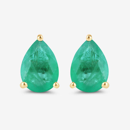 1.30 Carat Genuine Zambian Emerald 10K Yellow Gold Earrings