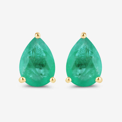 1.30 Carat Genuine Zambian Emerald 10K Yellow Gold Earrings