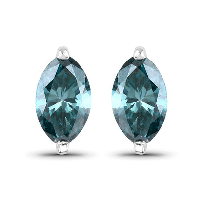 0.69 Carat Genuine Blue Diamond 14K White Gold Earrings
