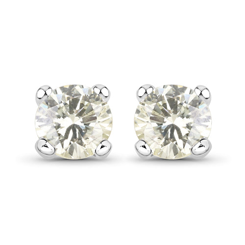 0.71 Carat Genuine White Diamond 14K White Gold Earrings