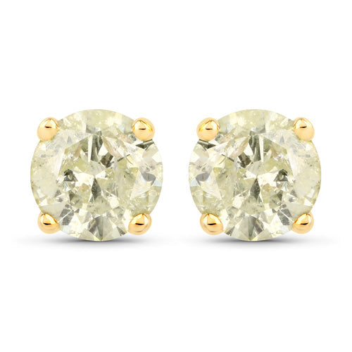 1.12 Carat Genuine LB Diamond 14K Yellow Gold Earrings