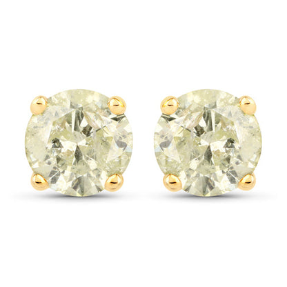 1.12 Carat Genuine LB Diamond 14K Yellow Gold Earrings