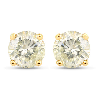 1.24 Carat Genuine LB Diamond 14K Yellow Gold Earrings