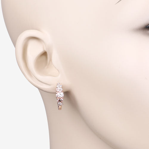 1.32 Carat Genuine Morganite and White Topaz .925 Sterling Silver Earrings