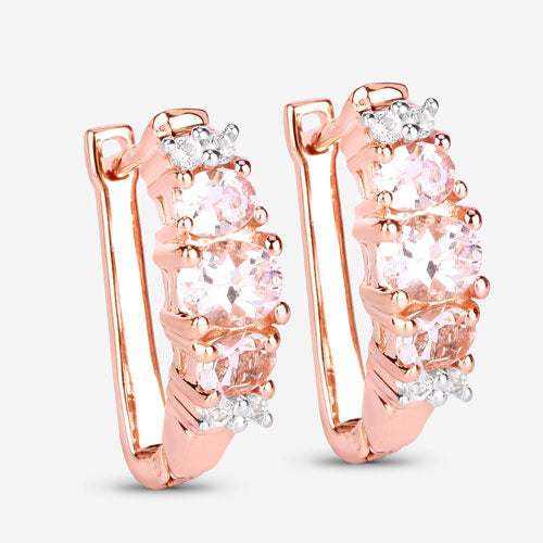 1.32 Carat Genuine Morganite and White Topaz .925 Sterling Silver Earrings
