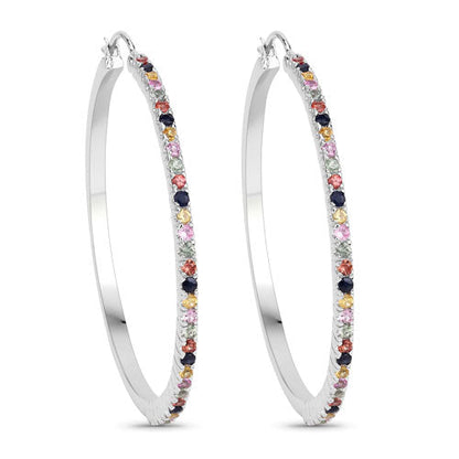 2.24 Carat Genuine Multi Sapphire .925 Sterling Silver Earrings