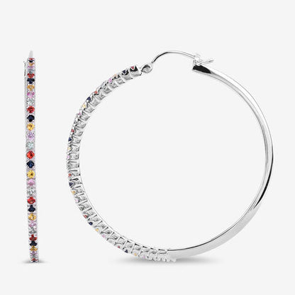 2.24 Carat Genuine Multi Sapphire .925 Sterling Silver Earrings