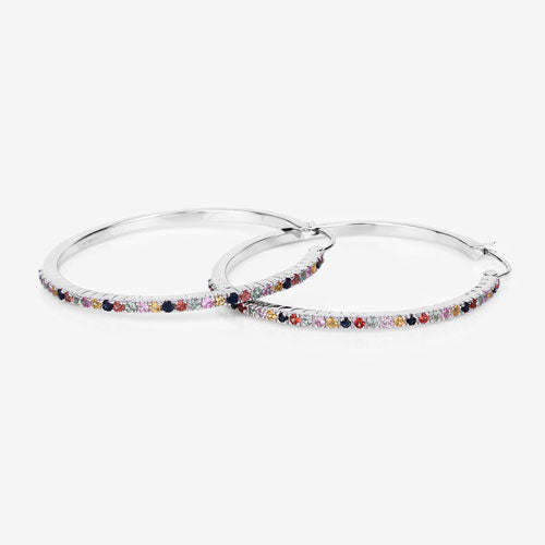 2.24 Carat Genuine Multi Sapphire .925 Sterling Silver Earrings