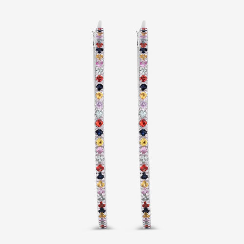 2.24 Carat Genuine Multi Sapphire .925 Sterling Silver Earrings