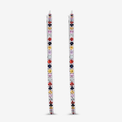 2.24 Carat Genuine Multi Sapphire .925 Sterling Silver Earrings
