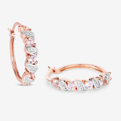 0.98 Carat Genuine Morganite and White Topaz .925 Sterling Silver Earrings