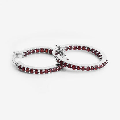 1.92 Carat Genuine Garnet .925 Sterling Silver Earrings