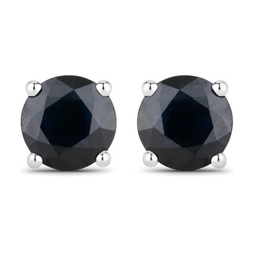 1.70 Carat Genuine Blue Sapphire 10K White Gold Earrings