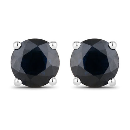 1.70 Carat Genuine Blue Sapphire 10K White Gold Earrings