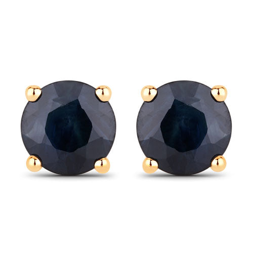 1.70 Carat Genuine Blue Sapphire 10K Yellow Gold Earrings