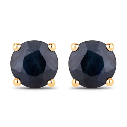 1.70 Carat Genuine Blue Sapphire 10K Yellow Gold Earrings